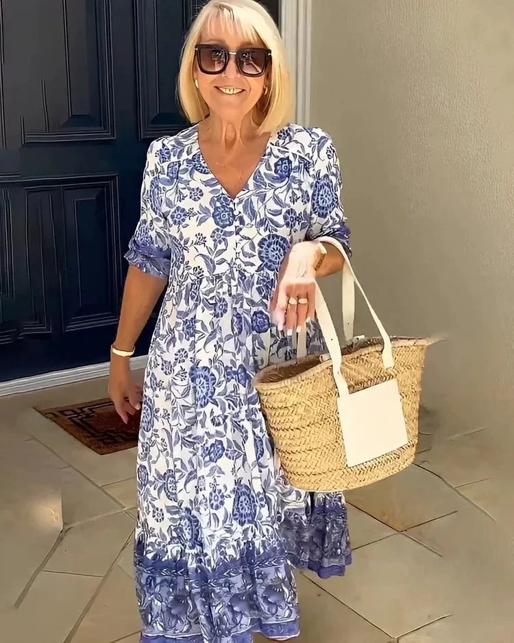 Camille Chic V-Neck Bohemian Dress