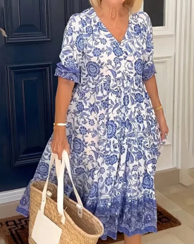 Camille Chic V-Neck Bohemian Dress