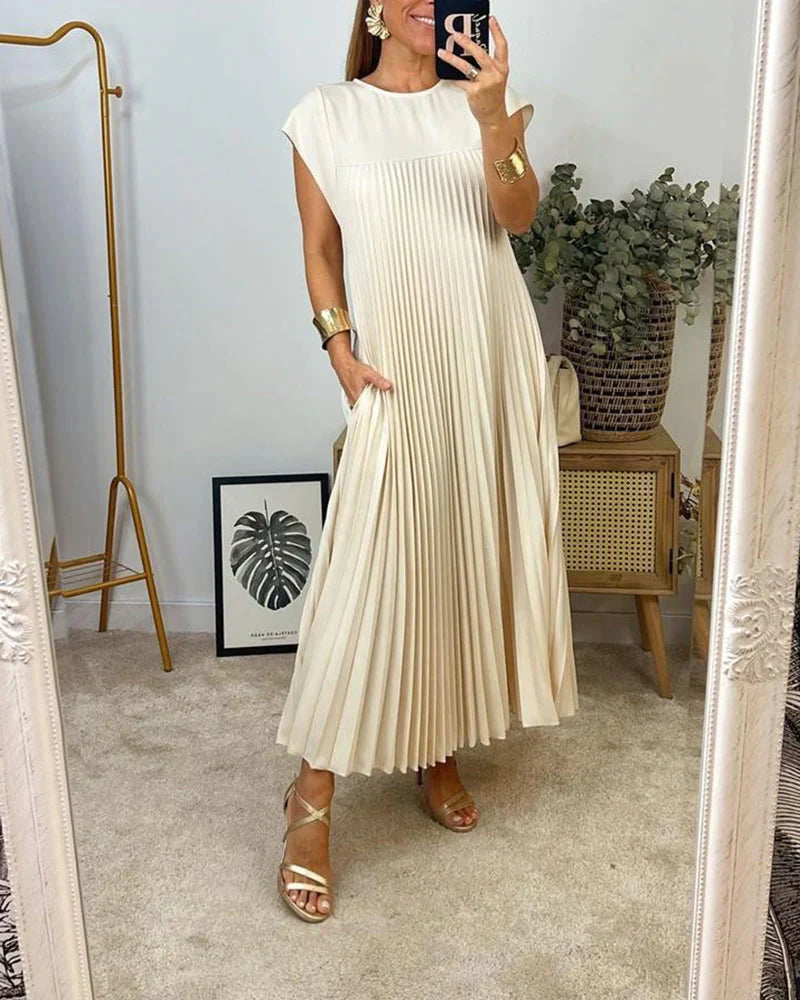 LOUISE - SLEEVELESS PLEATED DRESS