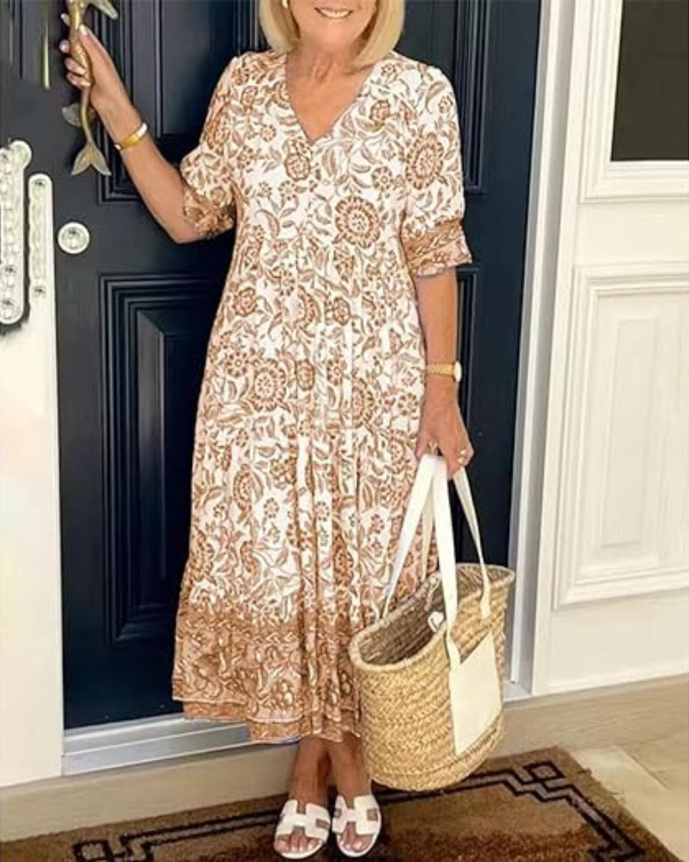 Camille Chic V-Neck Bohemian Dress