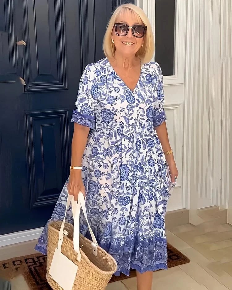 Camille Chic V-Neck Bohemian Dress