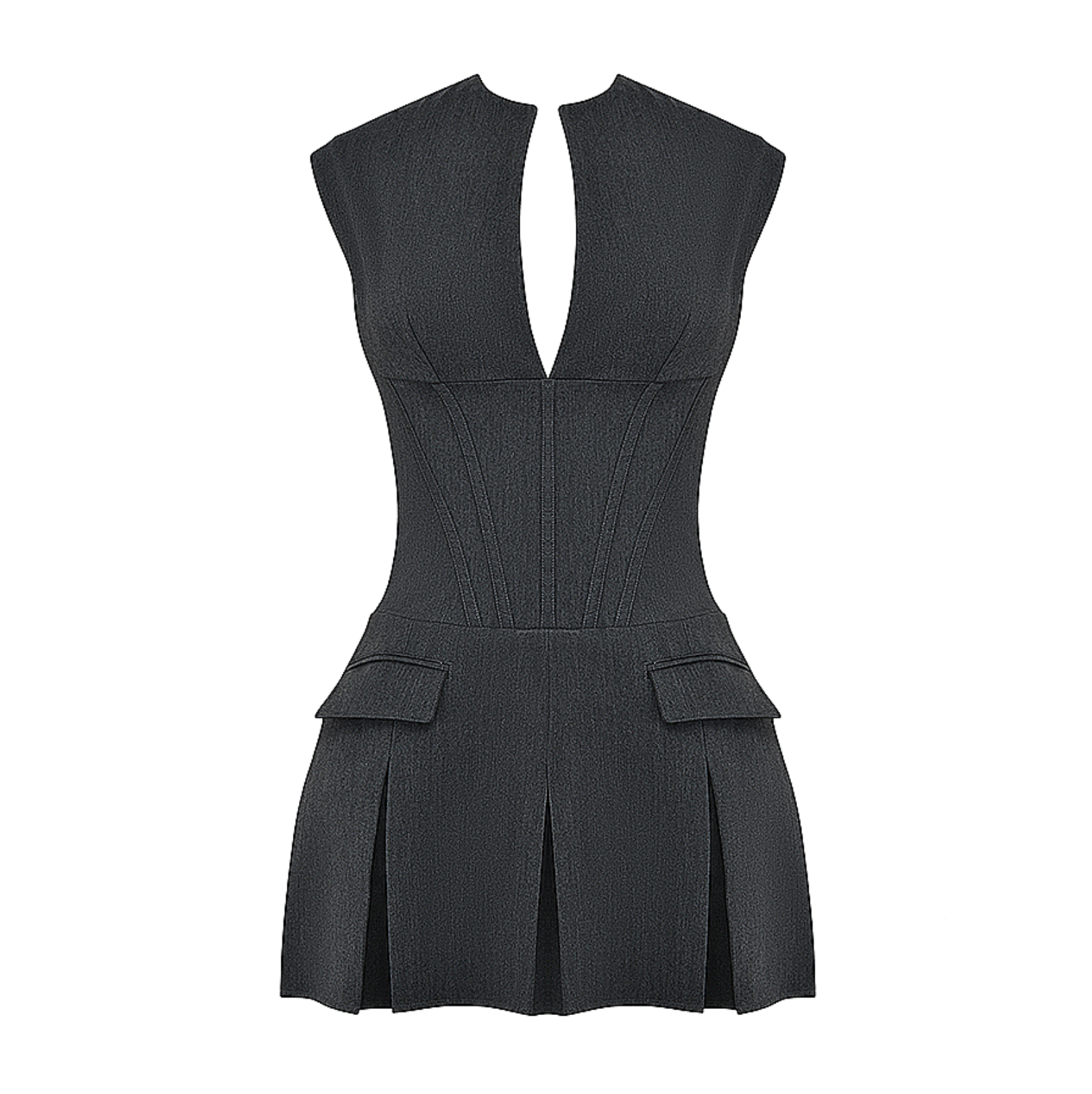 Thea - Solid Corset Pleated Mini Dress