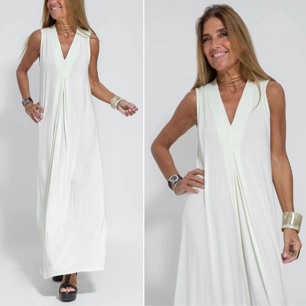 RACHEL - LONG SUMMER DRESS WITH SIDE CUTS