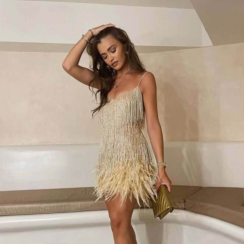 Clara - Feather Mini Dress