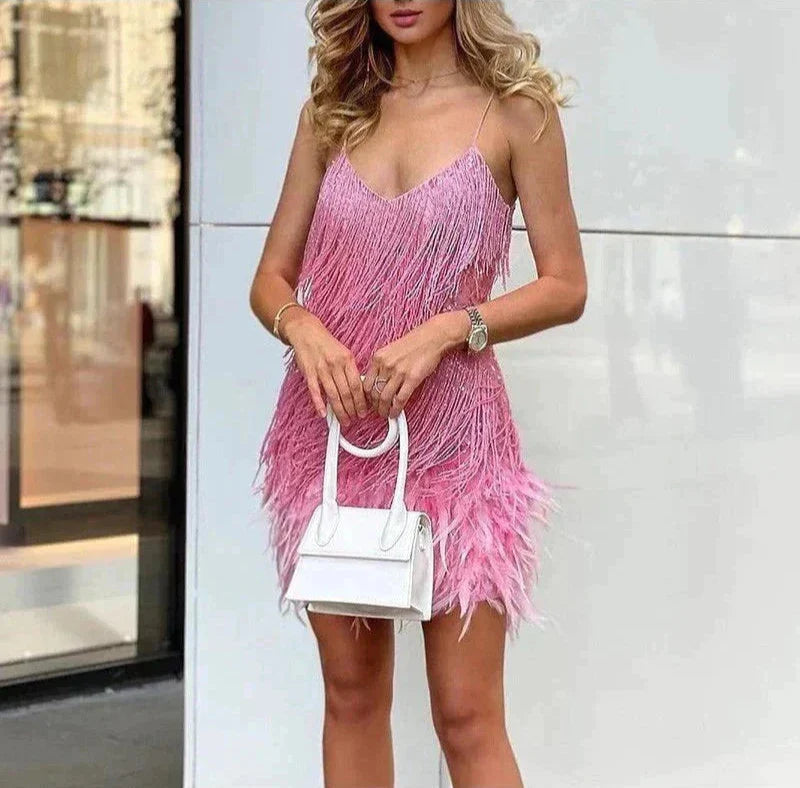 Clara - Feather Mini Dress