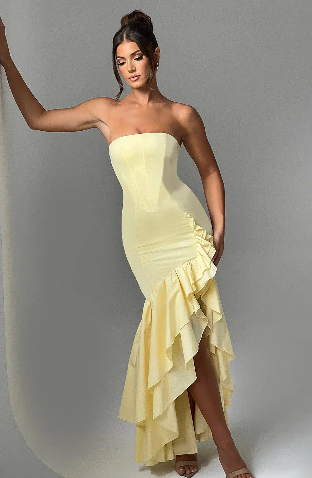 Stella - Sleeveless Slit Ruffle Maxi Dress