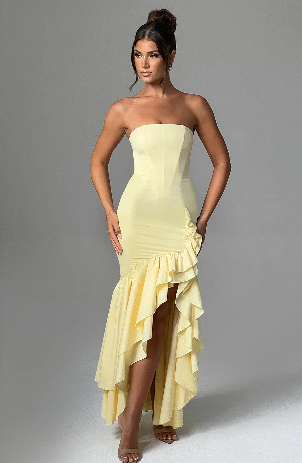 Stella - Sleeveless Slit Ruffle Maxi Dress