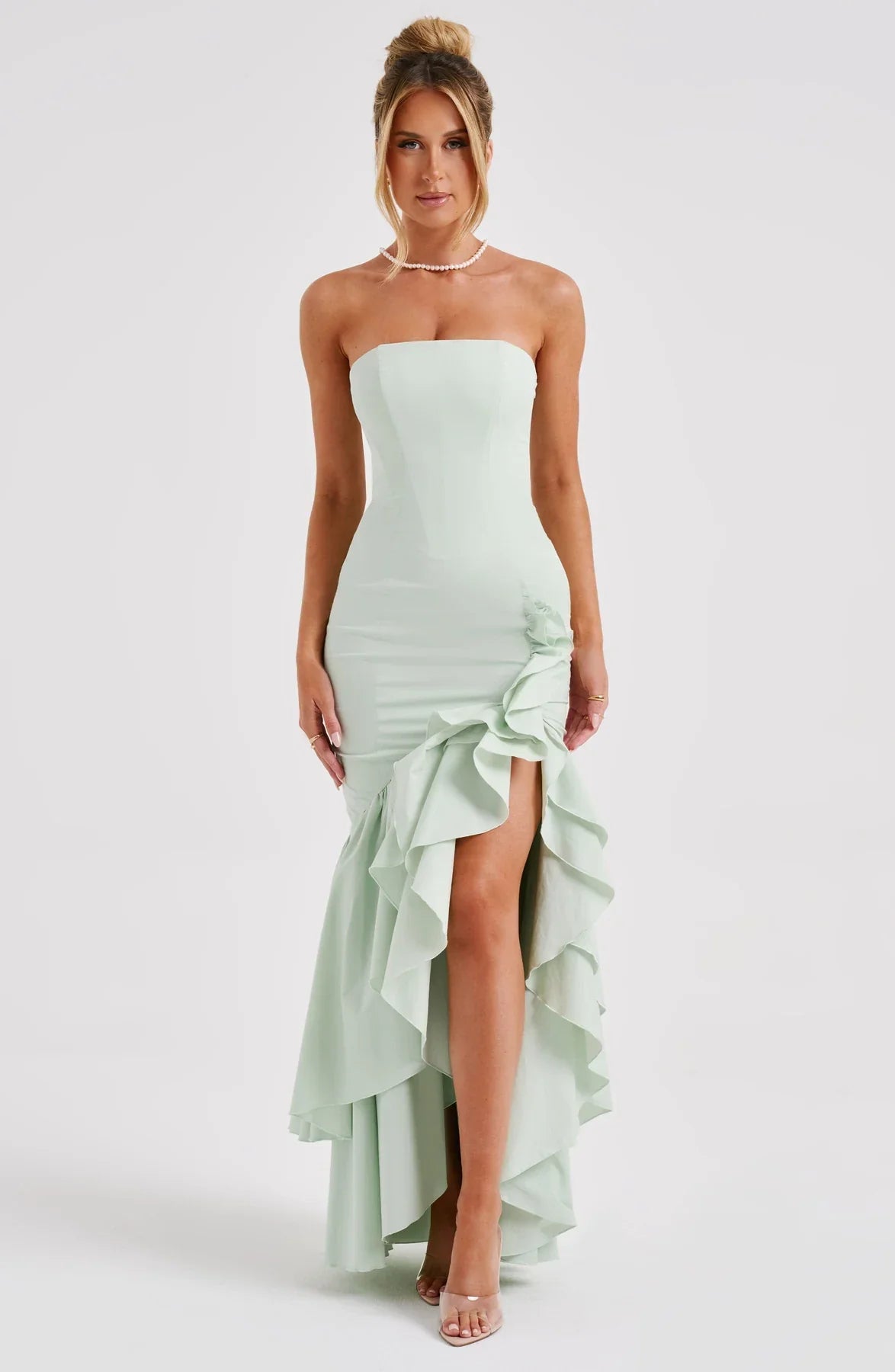 Stella - Sleeveless Slit Ruffle Maxi Dress