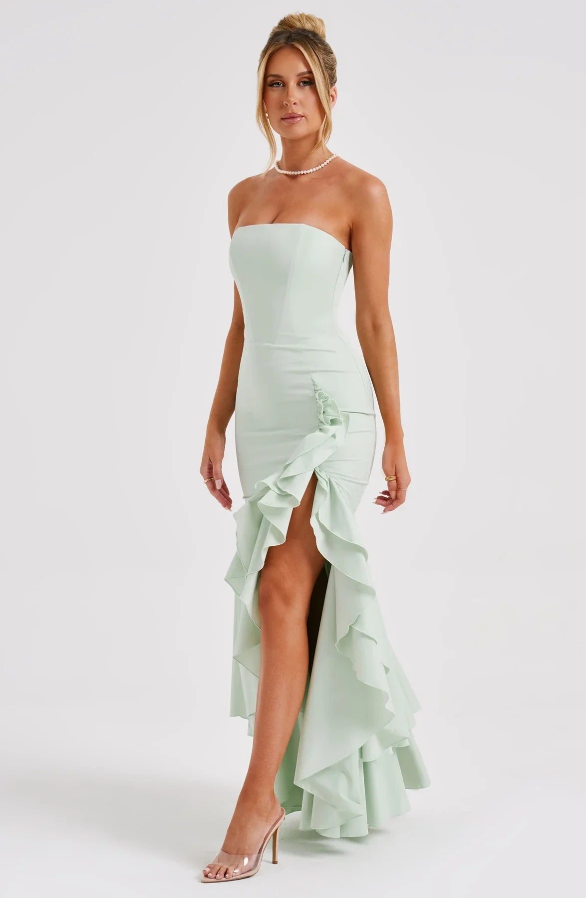 Stella - Sleeveless Slit Ruffle Maxi Dress