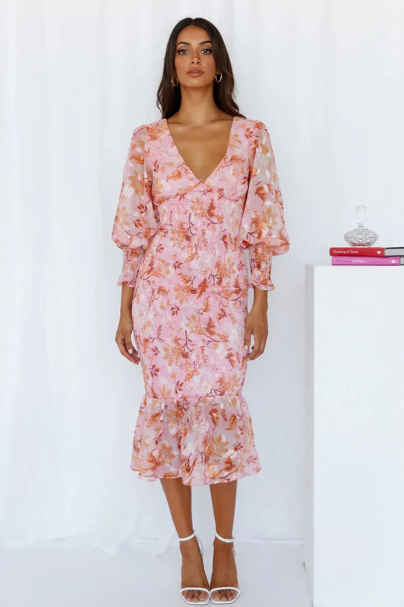 Madeleine - Midi Dress With Flower Print